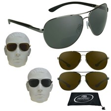 Mens Polarized Aviator Bifocal Reading Sunglass Sun Reader Big Large Wide Fit picture