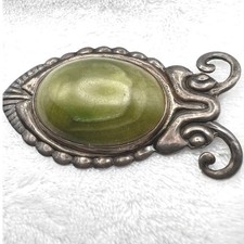 Vintage SILVER Mx Brooch Egyptian Revival Scarab Beetle Bug Serpentine 28g picture