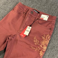 NWT Express Women High Rise Ankle Legging Floral Embroider Raw Hem Rose Size 4R picture
