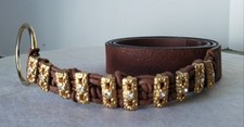 Vintage Italian Vera Pelle HOOP Cognac Leather Belt 90/105 Medium (GREAT) picture