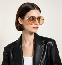 Fendi FE‑40042U Sunglasses Gold Frame FF Logo Orange Lens 62‑14‑140 picture