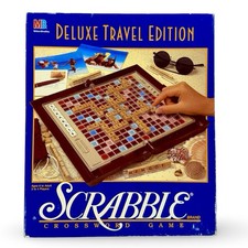 1990 Scrabble Deluxe Travel Edition Milton Bradley Complete UNUSED Wood Tiles picture
