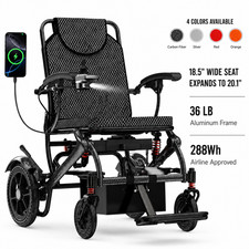 36LB Lightweight Foldable Electric Wheelchair 18.5 in Wide Seat Airline Approved picture