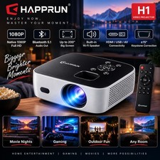 HAPPRUN H1 Native 1080P Bluetooth 5.1 Projector Home Theater Movie NEW picture
