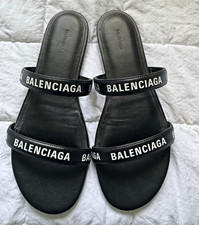 Balenciaga Women’s Black Leather Logo Slide Sandals EU 37 US 7 MPN 694999 picture