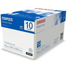 Staples Multiuse Copy Paper 8.5x11 20lb 94 Bright 5000 Sheets 10 Ream Case picture