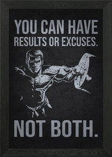 Excuses vs Results - Anime Workout Framed Wall Art Poster Canvas Print Picture picture