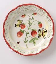 rare Anthropologie Nathalie Lete L’ete Strawberry dinner plate Butterfly Ladybug picture