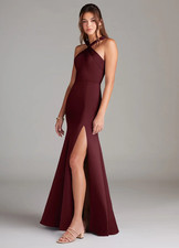 Azazie Rue - Mermaid Pleated Stretch Satin Dress picture