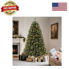Luxurious 6ft Hinged Green Christmas Tree with Remote - Transform Your Space picture