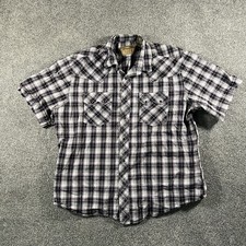 Wrangler Retro Pearl Snap Western Plaid Shirt Short Sleeve Men’s XL Purple picture