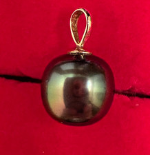 Authentic Tahitian Black Pearl Pendant Gauguin's certificate included. picture