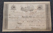 Rare 1851/2 Pre Civil War B&O Railroad Stock Certificate, Signed by Thomas Swann picture