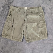 H&M Cargo Shorts Mens XL Green Canvas Elastic Waist Pockets Casual Outdoor picture