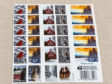 Genuine USPS Forever Stamps – Winter Scenes – 5 Sheets of 20 – 100 Stamps picture