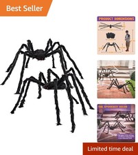Spooky Set of 2 Giant Halloween Spiders - 63 Inch Haunting Props for Your Home picture