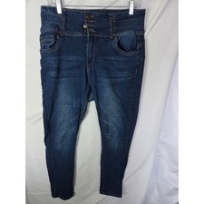 Bamboo Jeans Womens  Dark Wash High Rise Skinny Four Button Fly Stretch Denim picture