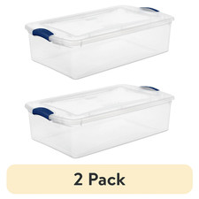 (2 pack) Sterilite 32 Quart Medium Latching Storage Bin, Clear Plastic Storage picture