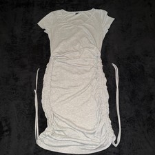 SHEIN Women's Gray Ruched V-Neck Short Sleeve Knit T-Shirt L Regular picture
