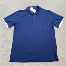 Kuyigo Polo Shirt Men's XL Blue Knit Cotton Blend White Trim Golf Preppy picture