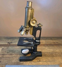 Antique Bausch & Lomb Brass Microscope Model FF Triple Nosepiece Lenses☆USA picture