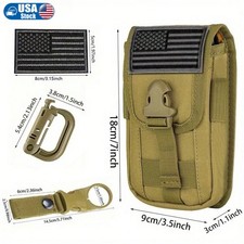 Tactical Molle Pouch Phone Holster Waist Bag with US Flag Patch 4.7-6.7 Phone picture