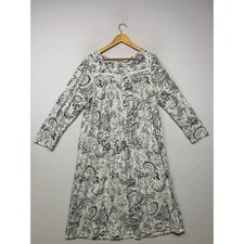 Boho Cottagecore Croft & Barrow Women XL White Navy Paisley Long  Nightgown picture