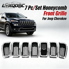 7 pieces Silver Chrome For Jeep Cherokee 2014-2018 front Grille Honeycomb Mesh picture