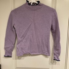Lavender Ruffle Trim Women's Cashmere Sweater picture