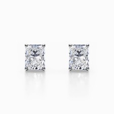 2.00 Ct E VS1 Radiant Lab Grown Diamond Stud Earrings 14k Gold Push Back IGI GIA picture