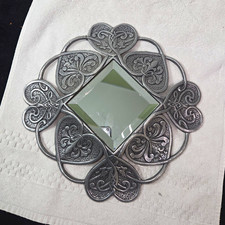 Vintage 1998 Gorham Heritage Pewter Celtic Heart Wall Mirror Ornate Beveled picture