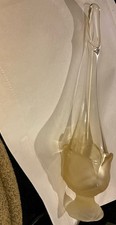 Viking Glass Amber Satin Cabbage Frosted Leaf Base Swung Stretched Vase 13.5x3” picture