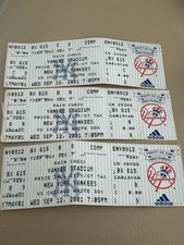 LOT (3) SEPTEMBER 12 2001 - NEW YORK YANKEES UNUSED TICKET GAME 1 picture