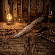 Hand Forged Damascus Blank Blade DIY Knife Making Supply Drop Point 8in'' Blank picture