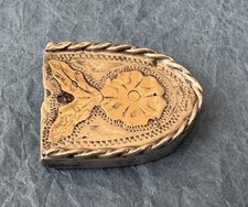 VTG Unbranded Old Western Sterling Silver & Gold 7/8” Fit Ranger Belt Buckle Tip picture