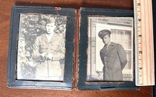 WWII US Army Soldier Photos Pair Folding Case Military Portrait c1940s Original picture