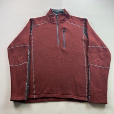Kuhl Jacket Interceptr Fleece Mens Large Red Knit Sweater 1/4 Zip Hiking Outdoor picture