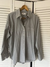 Xirena Women’s  S Button Up green and white striped  White Long Sleeve Cotton picture