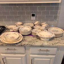 Antique 1942 Homer Laughlin Eggshell Georgian Floral Dinner Set Rhododendron picture