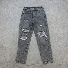 SHEIN Jeans Women's Gray Wash M Distressed High Rise Straight Leg Denim picture
