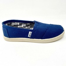Toms Classics Navy Canvas Youth Slip On Casual Flat Shoes picture