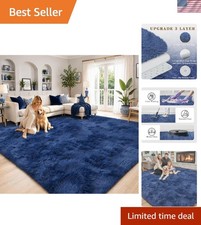 Luxurious 6x9 Royal Blue Shag Area Rug - Plush Fluffy Carpet for Modern Homes picture