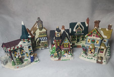 Victorian Village Miniature Christmas Village Lot of 5 - 5