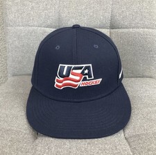USA Hockey Hat Cap Snap Back Mens One Size Blue Nike Dri Fit Team USA Hockey picture