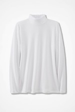 Coldwater Creek Womens Standneck Tee 100% Cotton Long Sleeve Shirt New 21521 picture