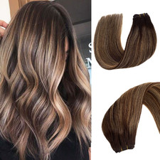 Valiilo Sew In Hair Extensions Real Human Hair Brown To Golden Brown Blonde picture
