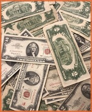 1928-1963 Two Dollar Note Red Seal ~ $2 Bill F-AU Old Paper Estate Lot Currency picture