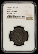 1814 Plain 4 1c Classic Head Large Cent - S-295 - NGC Fine Details - SKU-Z1291 picture