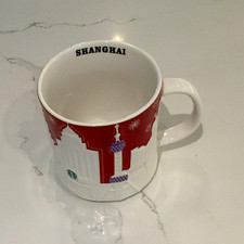 Starbucks Shanghai City Mug Limited Edition Xmas Red & White Ceramic Coffee Mug picture