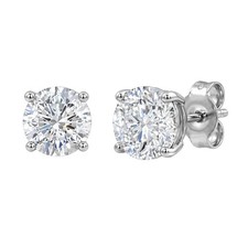 3.00ctw Round Cut F/VS+ Lab Grown Diamond Solitaire Stud Earrings 14K Gold picture